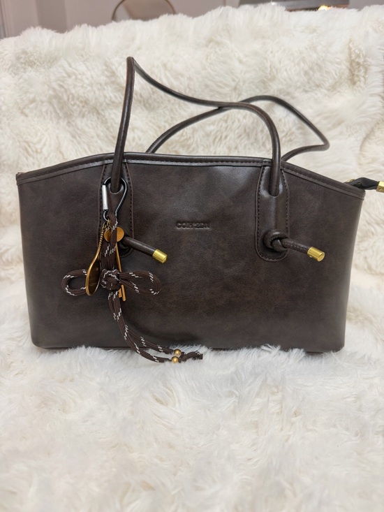 Coach Handbags - Coach Chocolate Brown Leather Tote with Tassel Charm